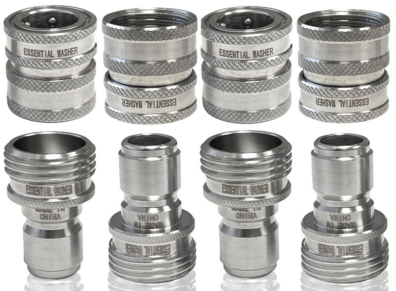 Essential Washer Â¾â€ Stainless Steel Garden Hose Quick Connect Fittings | Plug & Coupler Set of 4 - Image 1